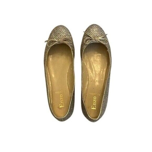 Enzo Angiolini Women 9.5M Gold & Silver Glitter Fairy Ballet Flats W/ Bow Detail - Picture 4 of 14